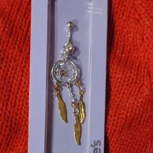 Claire's Silver and Gold Feather Dreamcatcher Earrings